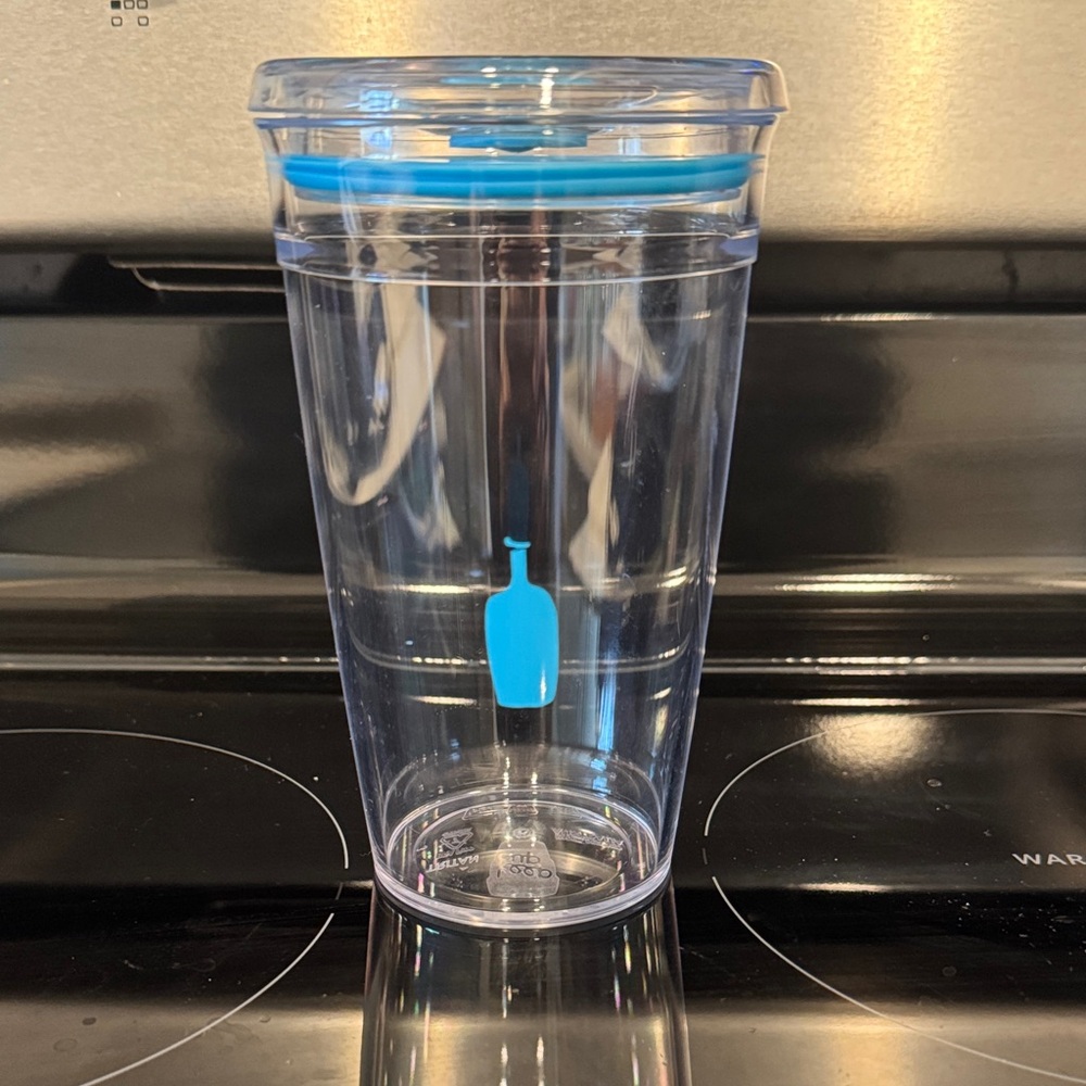 Blue Bottle Clear Tumbler with Blue Accent Lid